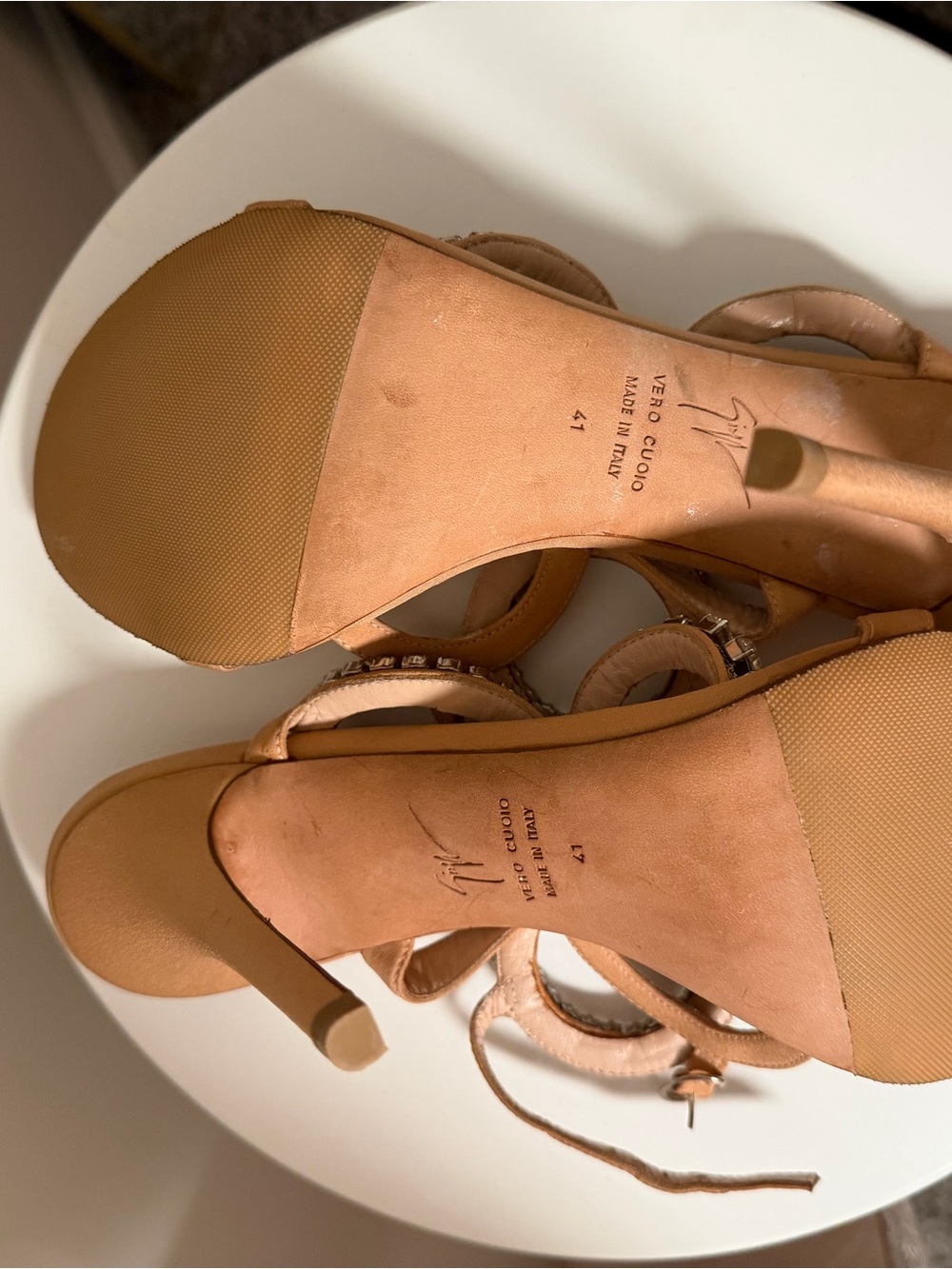Giuseppe Zanotti Crystal Embellished Nude Stiletto Sandals – Size 41 - Picture 3 of 3